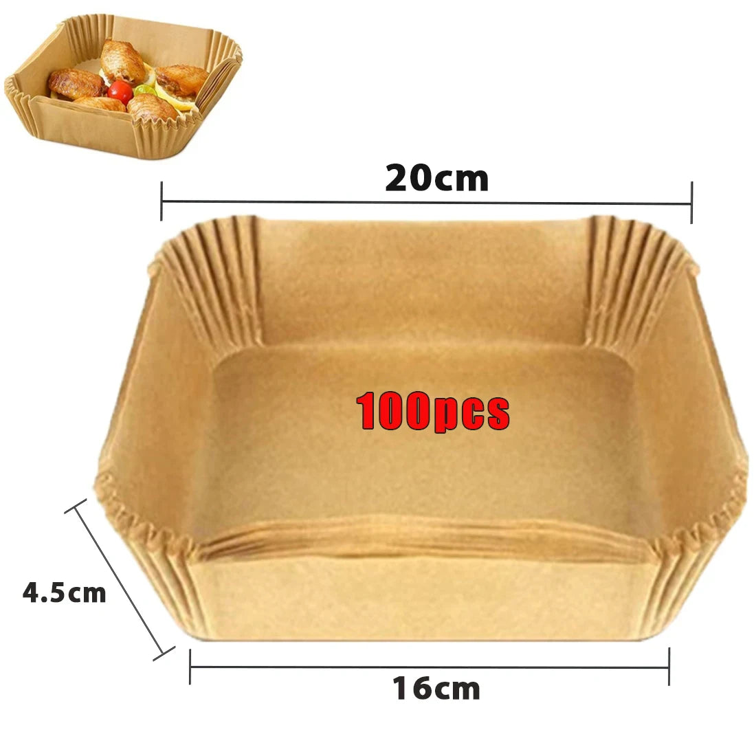 Eco-Friendly Air Fryer Liners - 50/100 Pack Disposable Non-Stick Baking Paper