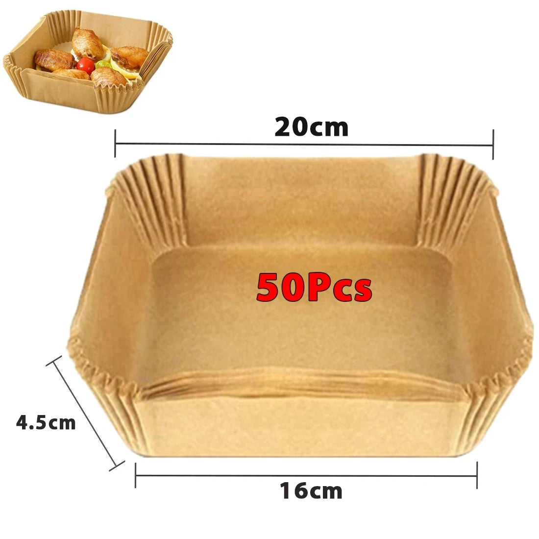 Eco-Friendly Air Fryer Liners - 50/100 Pack Disposable Non-Stick Baking Paper