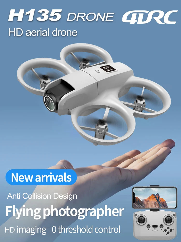 New H135 Mini Drone WIFI FPV Hover Professional 4K Camera Pocket Coloful Lights Dron Rc Plane Foldable Quadcopter RC Toys Gifts