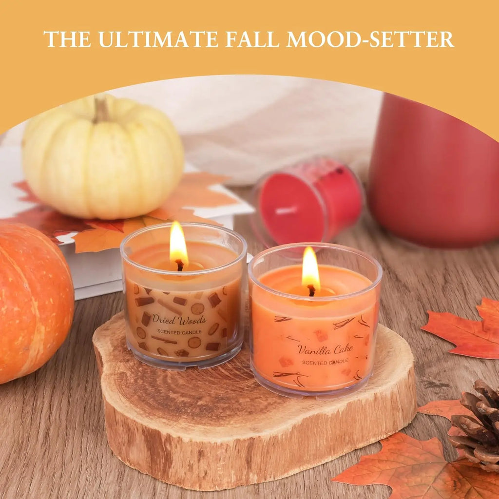 12 Pack Fall Scented Soy Candles Bulk Pumpkin Vanilla Caramel Lavender Mini Candle Gift Set for Halloween Christmas
