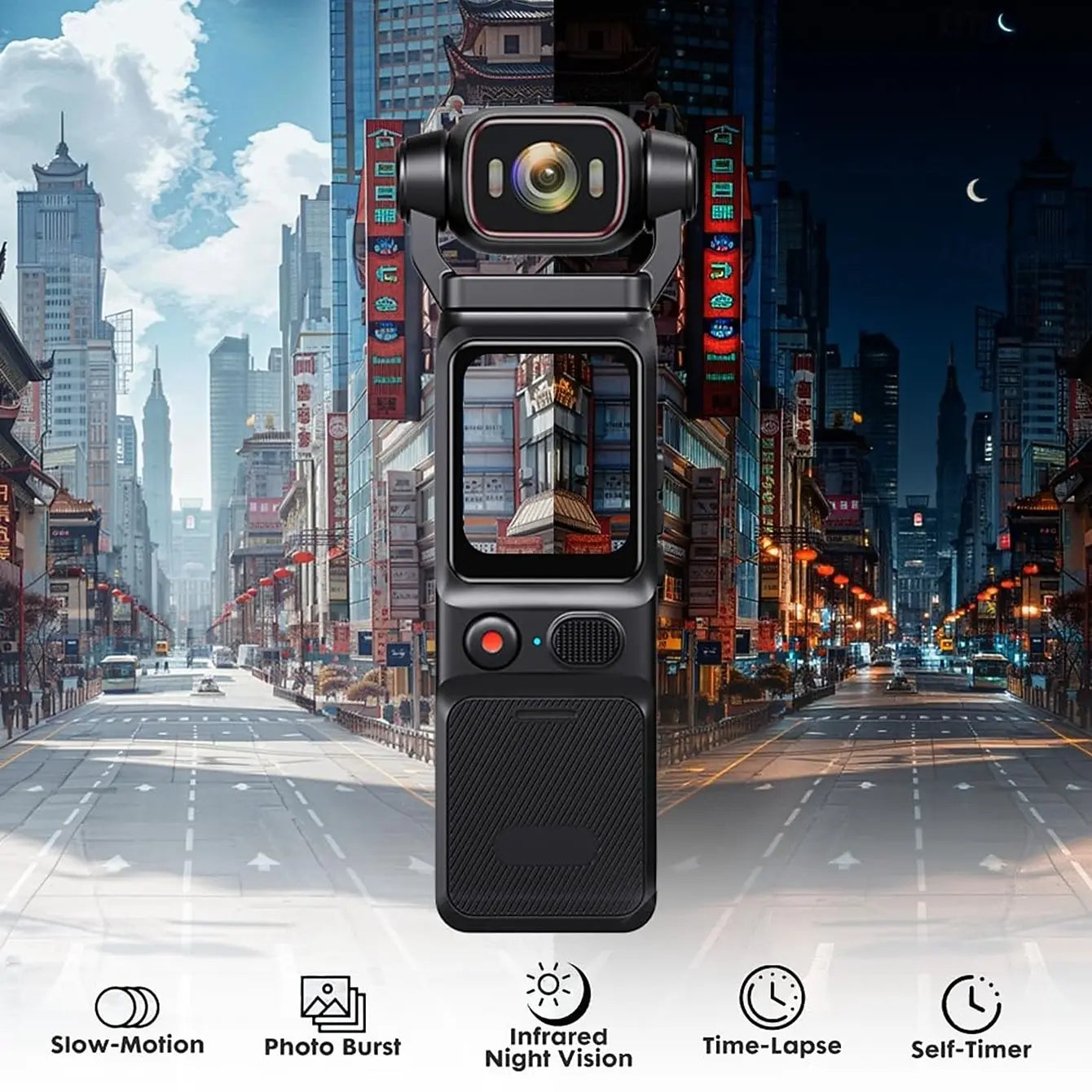 4K Pocket Action Camera Touch Screen Stabilization Sport BodyCam Portable Small Video Recorder Digital Vlog Camera for YouTube