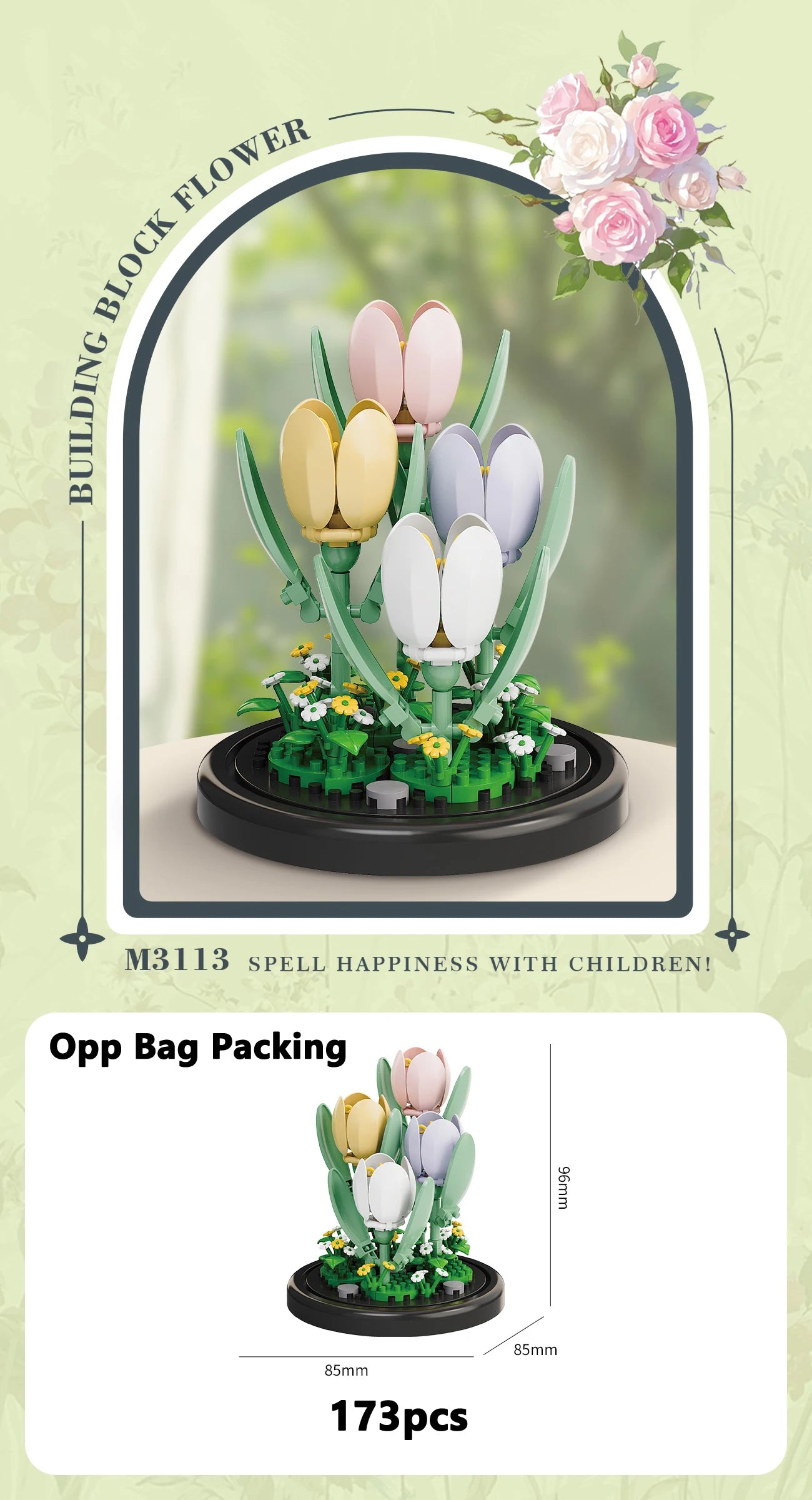 Eternal Flower Bouquet Bonsai Potted Plant Micro Building Blocks Model Home Decoration Puzzle Toys Kids Birthday Christmas Gifts