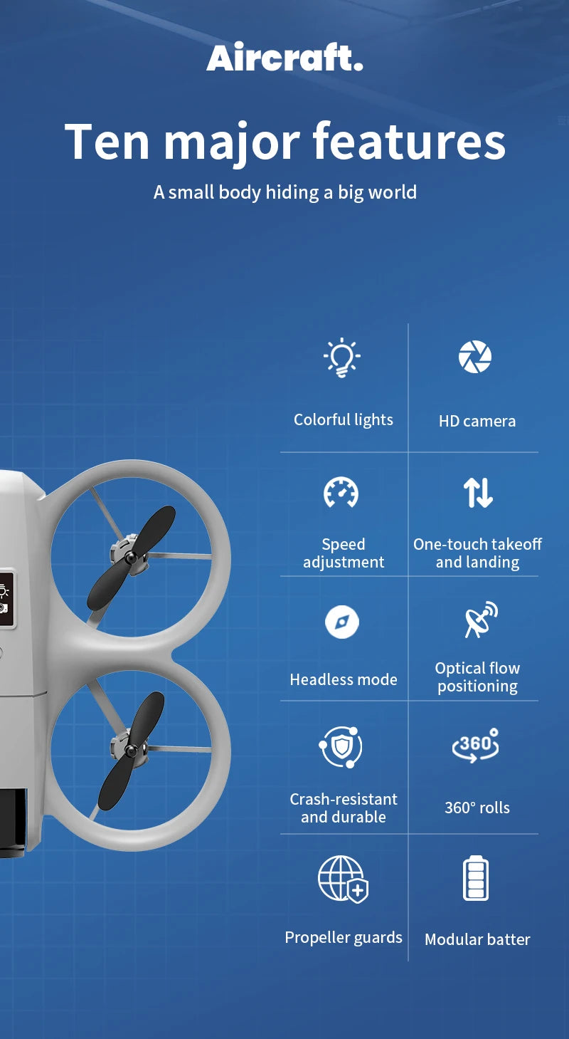 New H135 Mini Drone WIFI FPV Hover Professional 4K Camera Pocket Coloful Lights Dron Rc Plane Foldable Quadcopter RC Toys Gifts